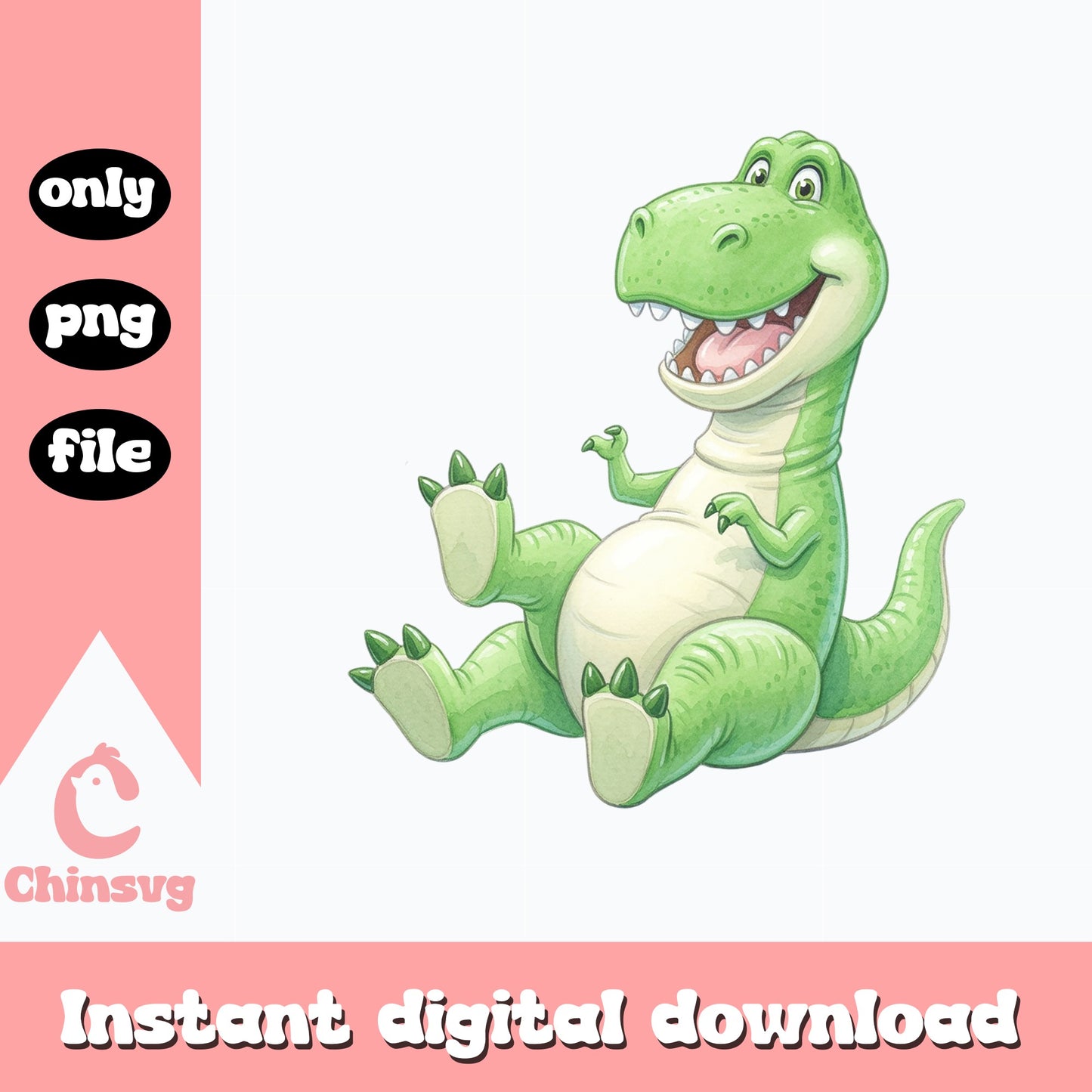 Cute T-Rex Dinosaur PNG, Watercolor Dino Clipart, Kids PNG
