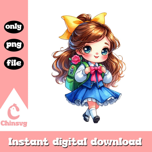 Cute baby belle princess go to school png, walt disney school png