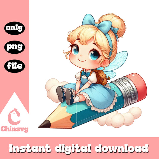 Cute baby cinderella drive pencil design png, trade school png