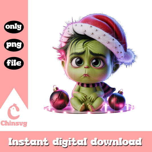 Cute baby grinch christmas ball png, grinch images cartoon png