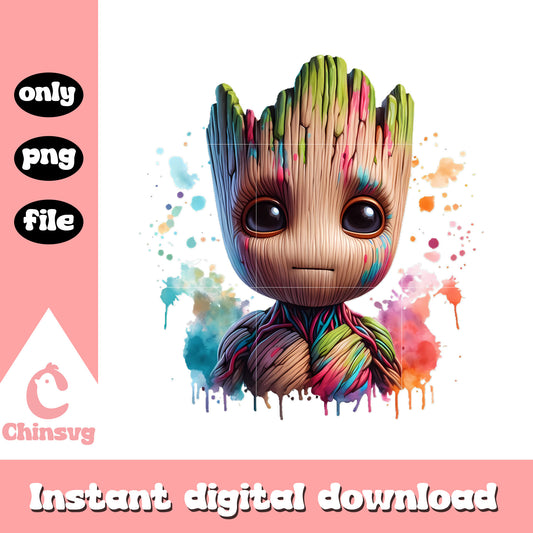 Cute baby groot corlorful design png, marvel legends png, baby groot png