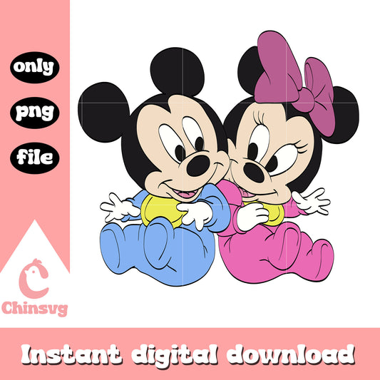 Cute baby mickey minnie mouse disney png, mickey minnie couple​ png