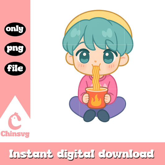 Cute baby saja eating noodle design png, kpop merchpng, kpop demon hunters png