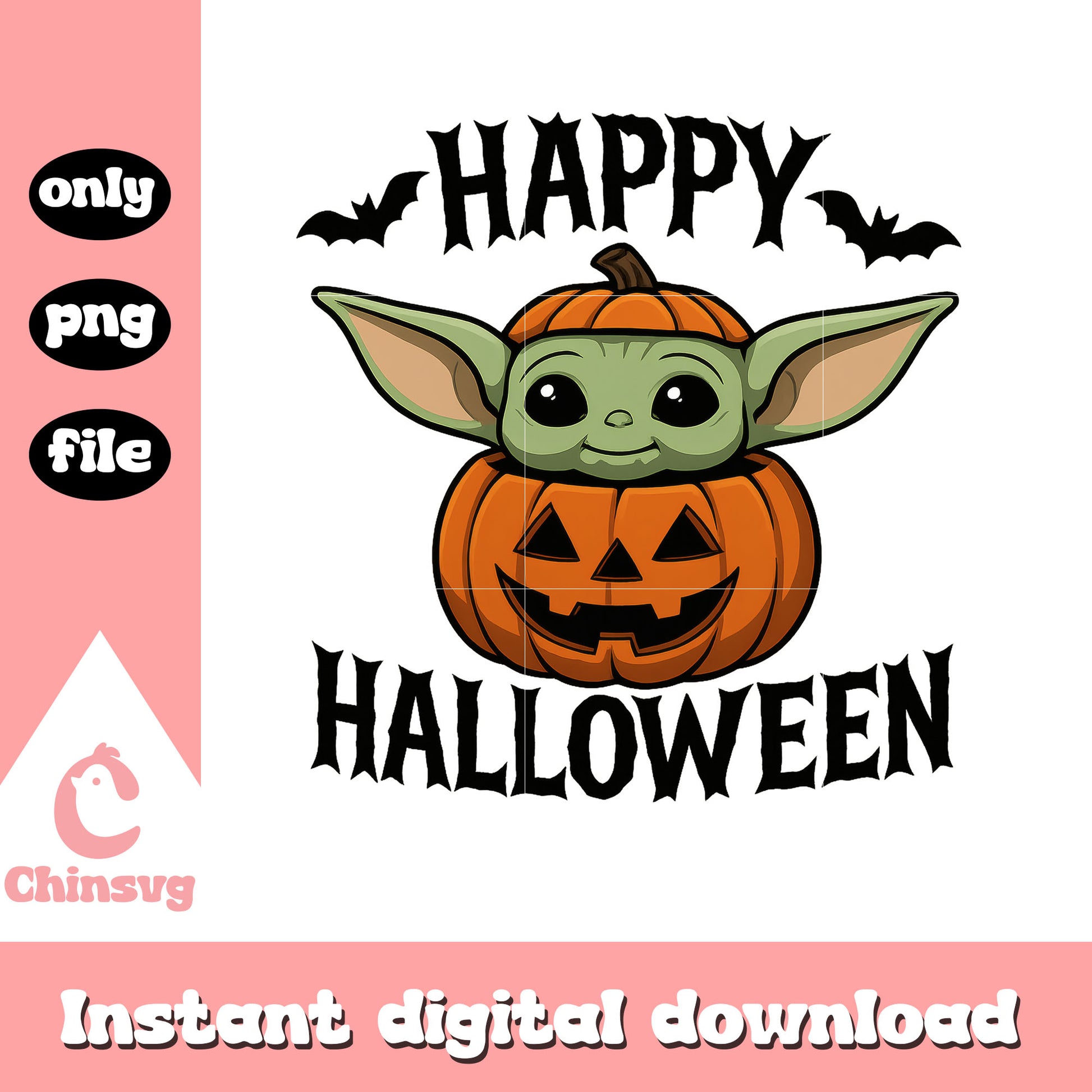 Cute baby yoda in pumpkin happy halloween png, baby yoda png
