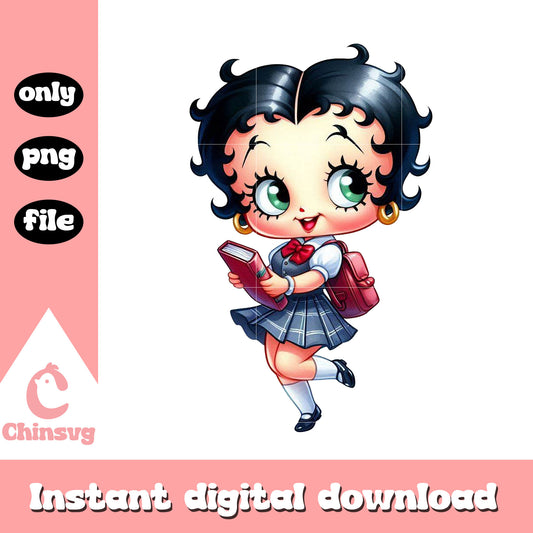 Cute betty boop back to school png, school day png
