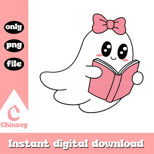 Cute boo reading book design png, book club png