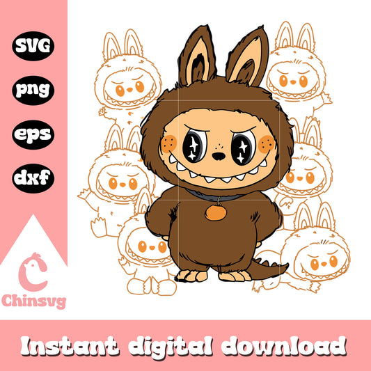 Cute brown labubu doll drawing design svg, brown labubu svg