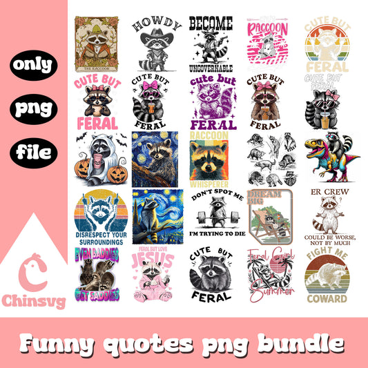 Cute but feral design bundle png, cute feral png, logo png