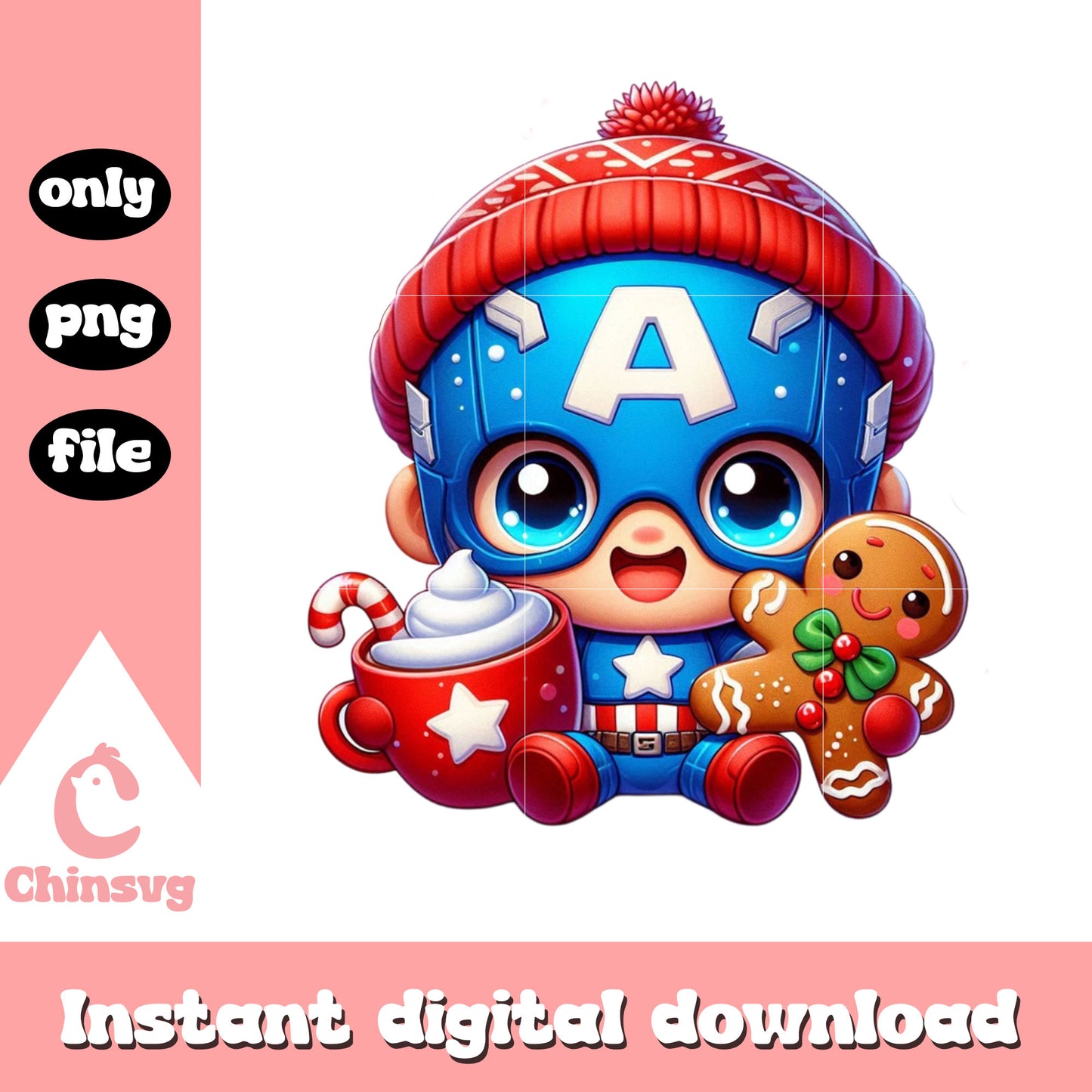Cute captain america christmas day png, the night  before christmas png