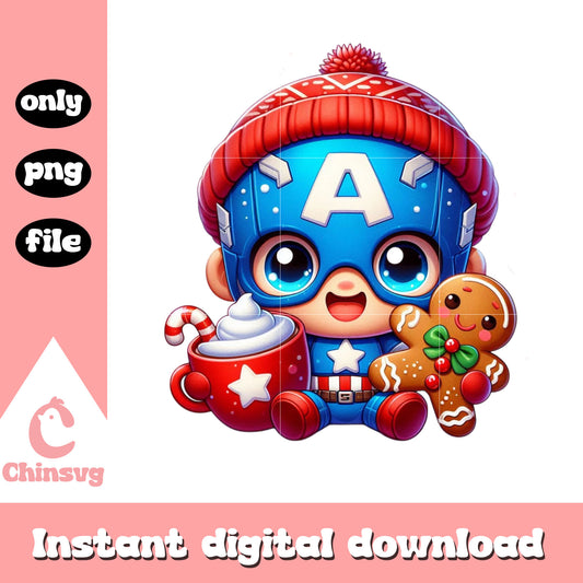 Cute captain america christmas day png, the night  before christmas png