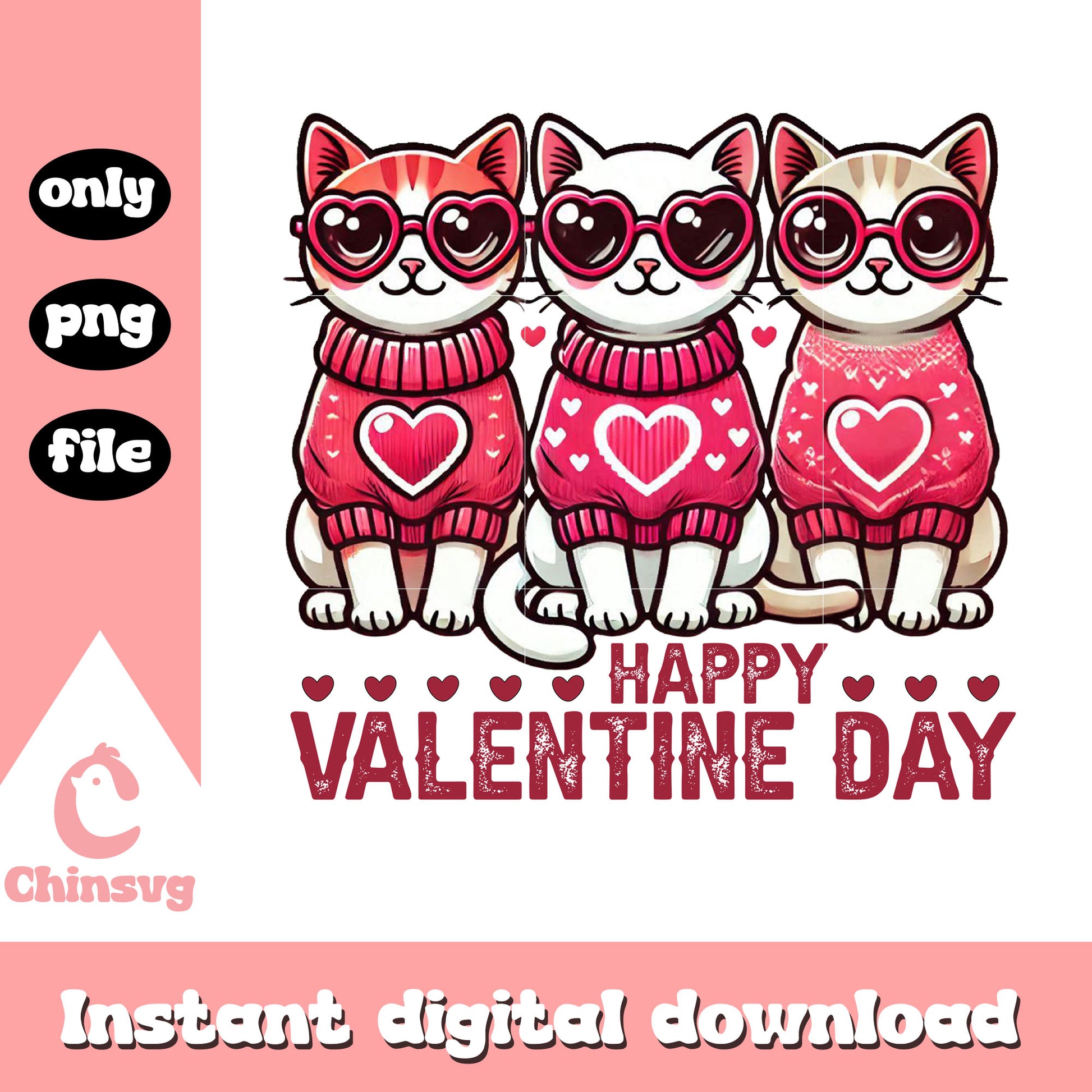 Cute cat happy valentine png, cat valentine costume​ png
