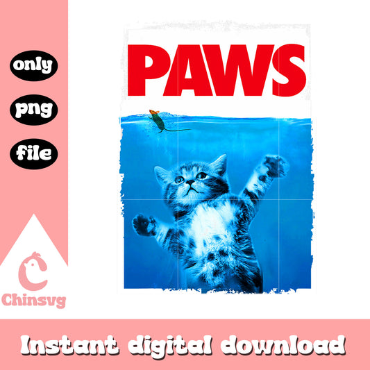 Cute cat paws ocean design png, cute cats png, animal png
