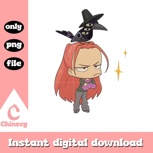 Cute chibi mira and crow design png, mira character png, huntrix group png