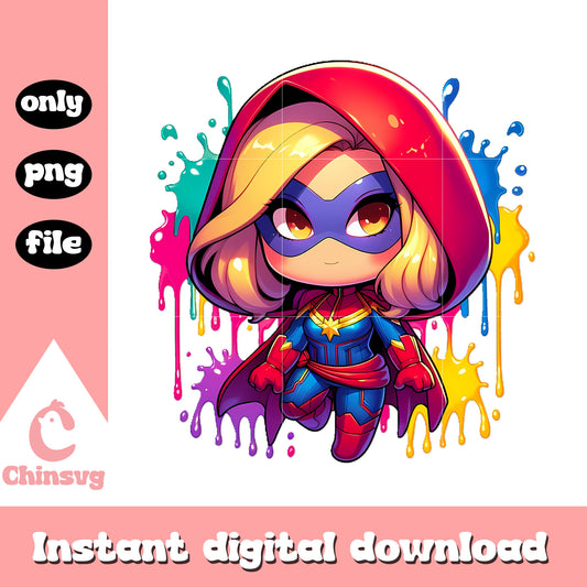 Cute chibi ms.marvel colorful design png, mavel movie in order png