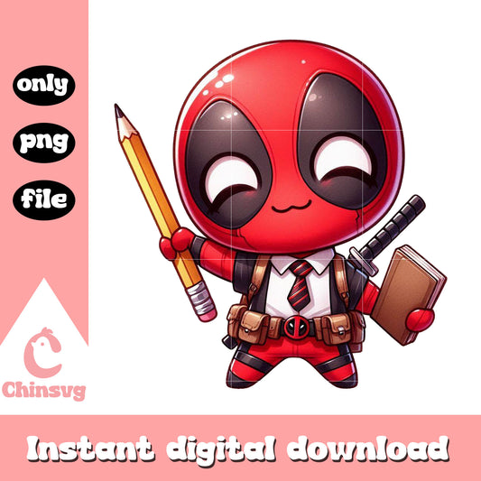 Cute deadpool avengers high school png, back to school png