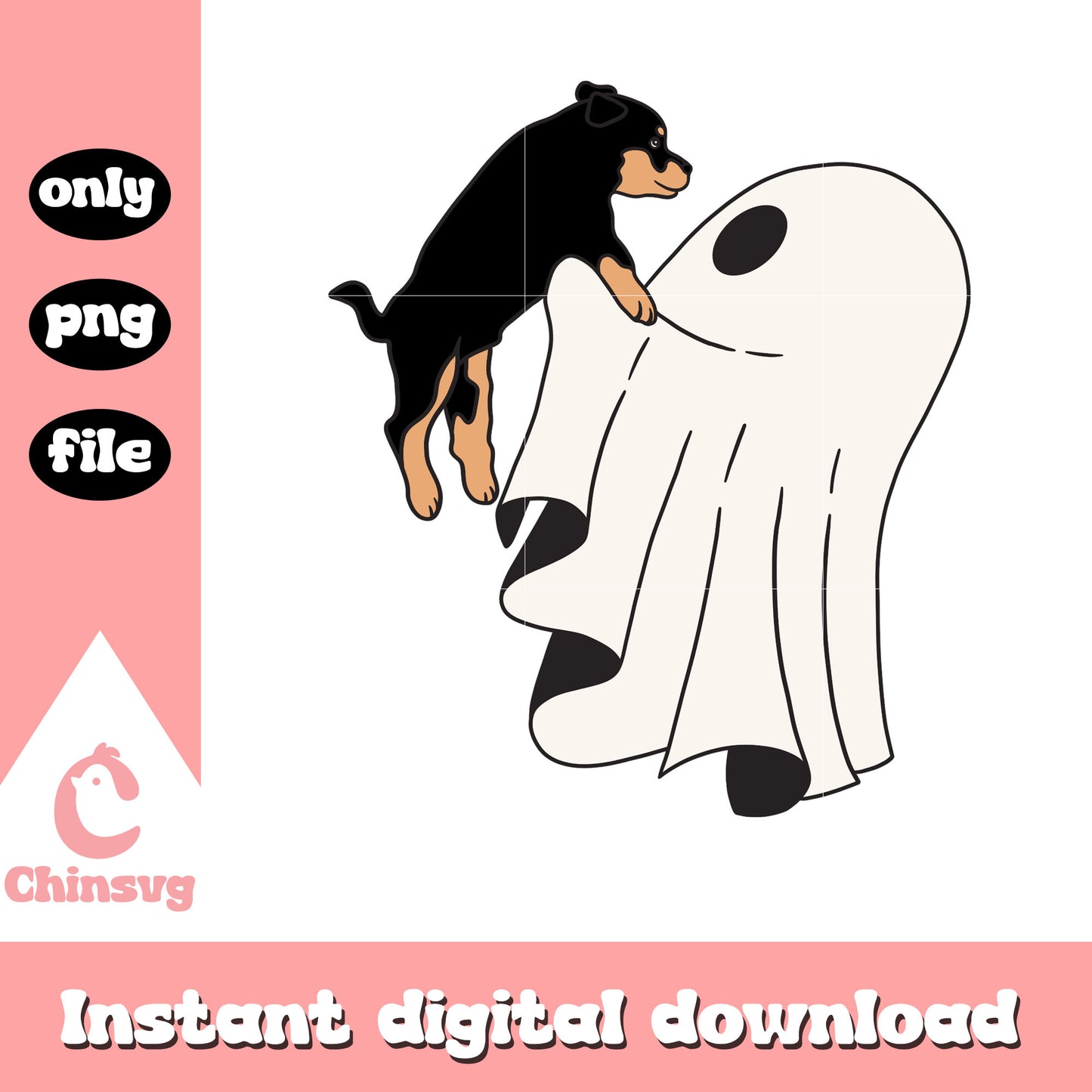 Cute dog and sheet ghost design png, ghost sheet costume png
