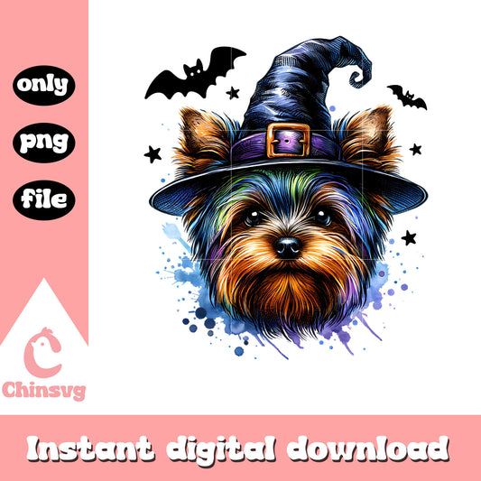 Cute dog halloween wittch costume png, witch pup png