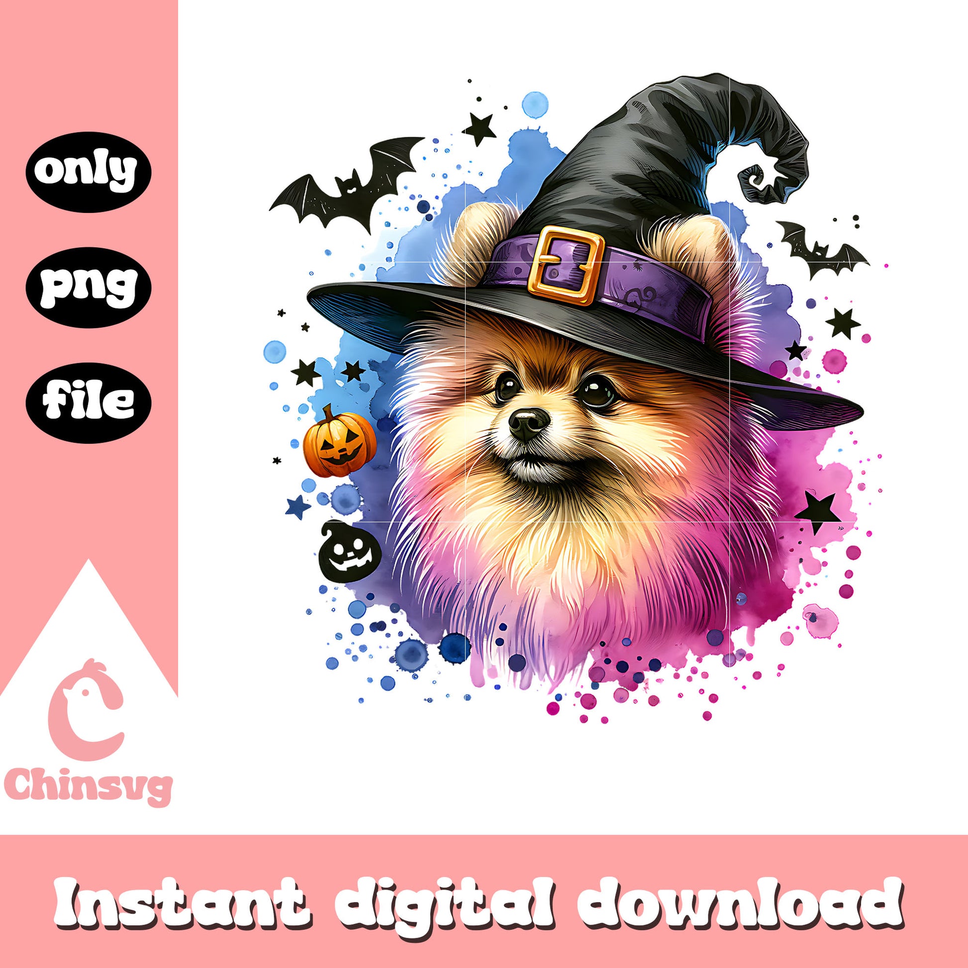 Cute dog witch hat design png, the witch hat png