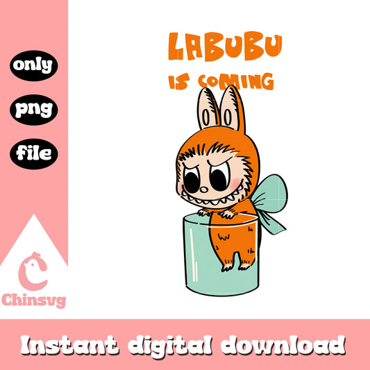 Cute doll labubu is coming design png, baby labubu png