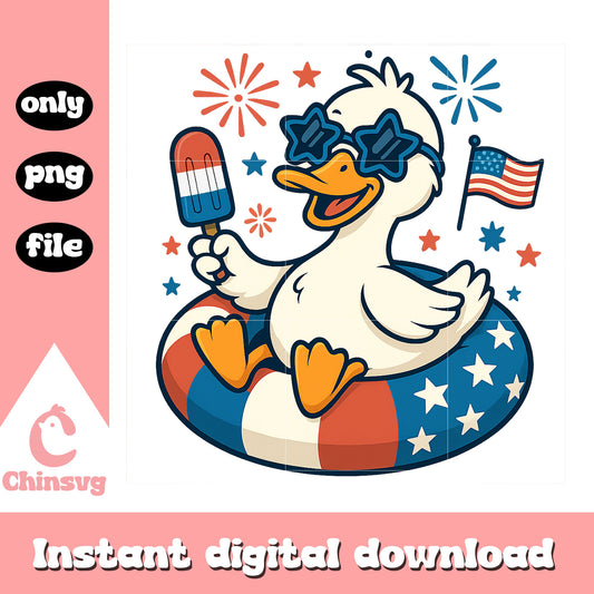 Cute duck vintage usa flag png, duck patriotic usa day png