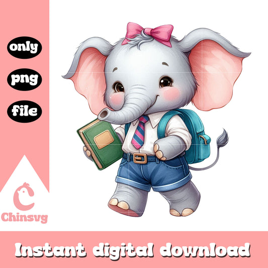 Cute elephant back to school png, school spirits season 2 png