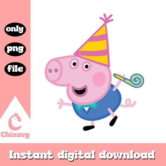 Cute george pig happy birthday design png, george pig cartoon png