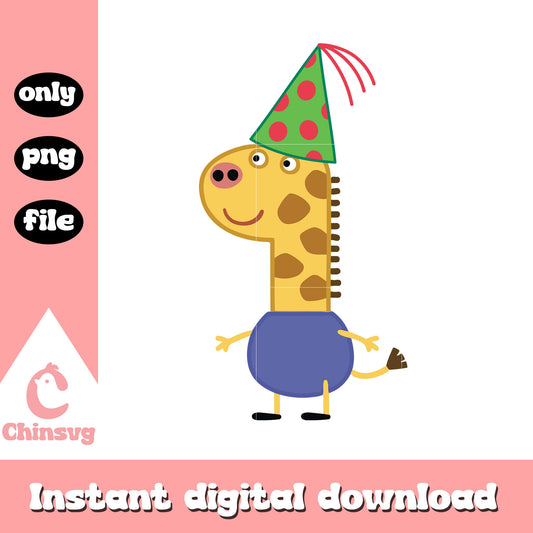 Cute gerald giraffe birthday hat design png, happy birthday png