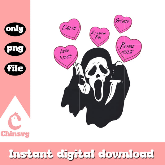 Cute ghostface call me halloween design png, spooky movie png