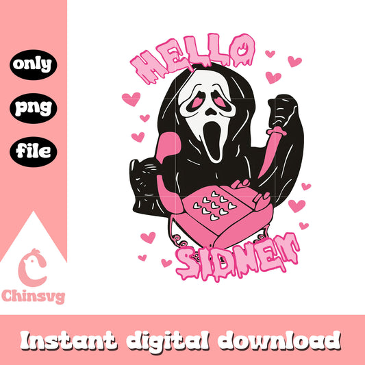 Cute ghostface hello sidney design png, halloween designs png