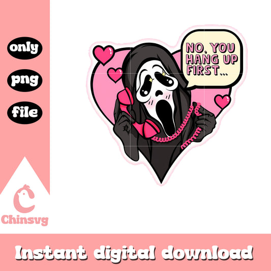 Cute ghostface no you hang up first halloween png, scary movie png
