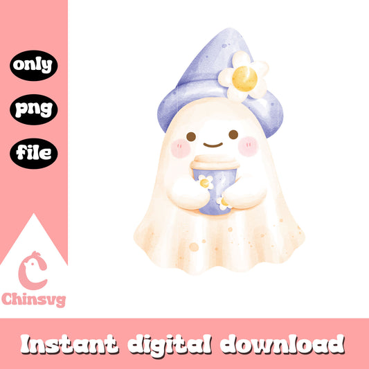 Cute ghost halloween design png, cute ghost png