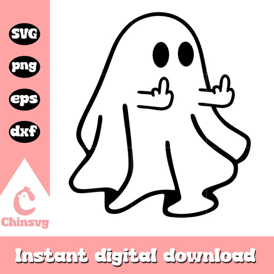 Cute ghost middle finger halloween svg, ghost halloween svg
