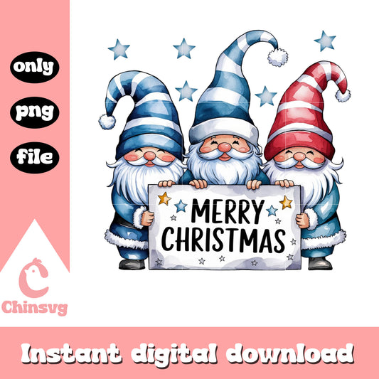 Cute gnomes merry christmas design png, christmas gnomes​ png