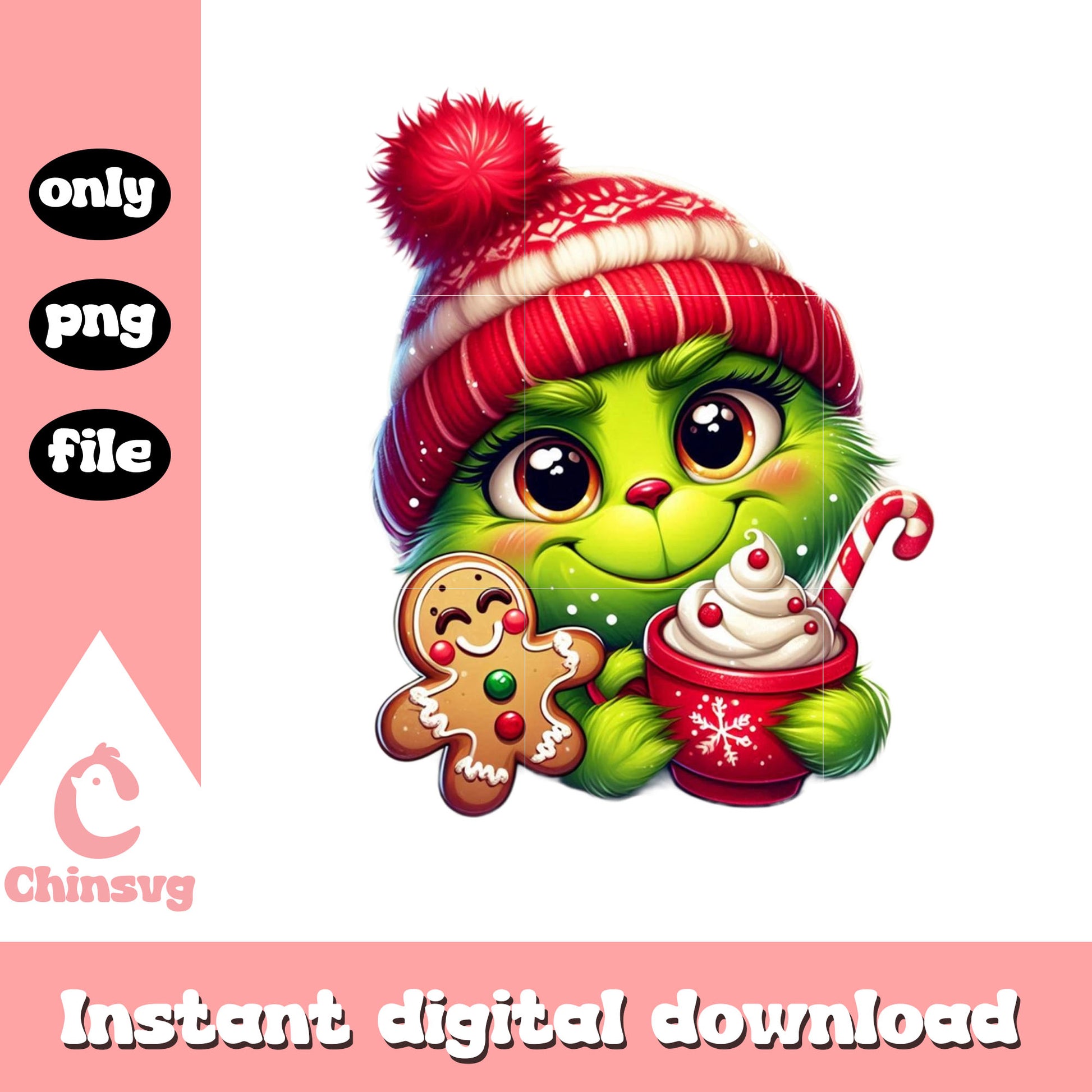Cute grinch christmas gingerbread png, the baby grinch png