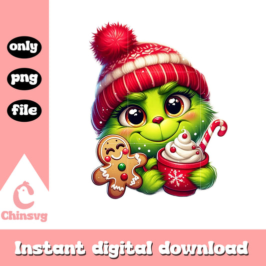Cute grinch christmas gingerbread png, the baby grinch png