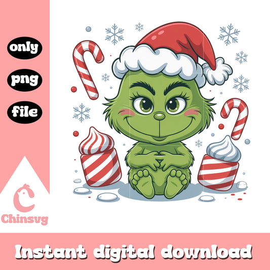 Cute grinch happy christmas decor png, grinch xmas decor png