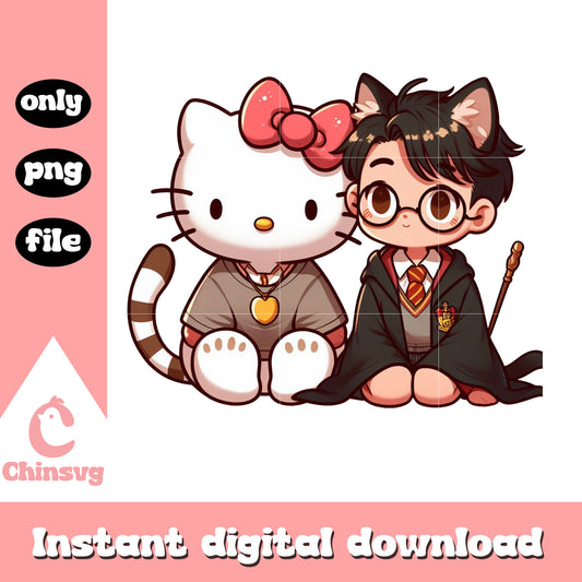 Cute harry potter cartoon x hello kitty png, harry potter movies png