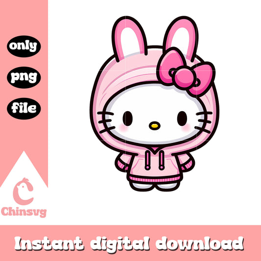 Cute hello kitty cosplay easter bunny png, happy easter day png