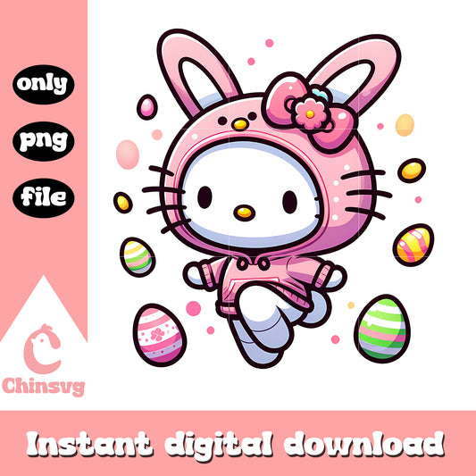 Cute hello kitty easter bunny png, hello kitty png, easter png