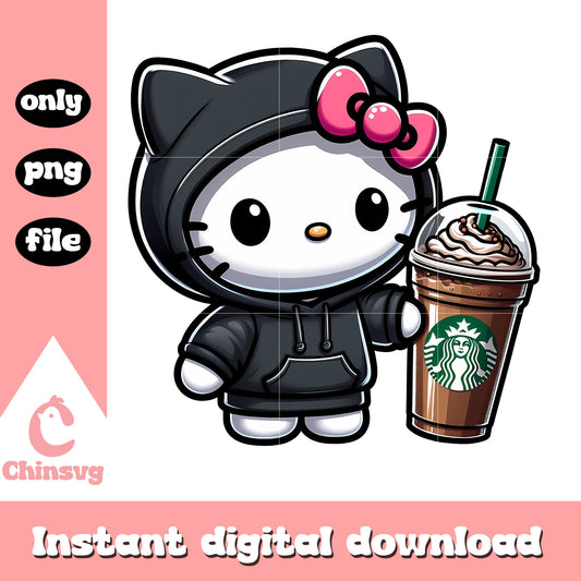 Cute hello kitty love starbucks png, sanrio hello kitty png