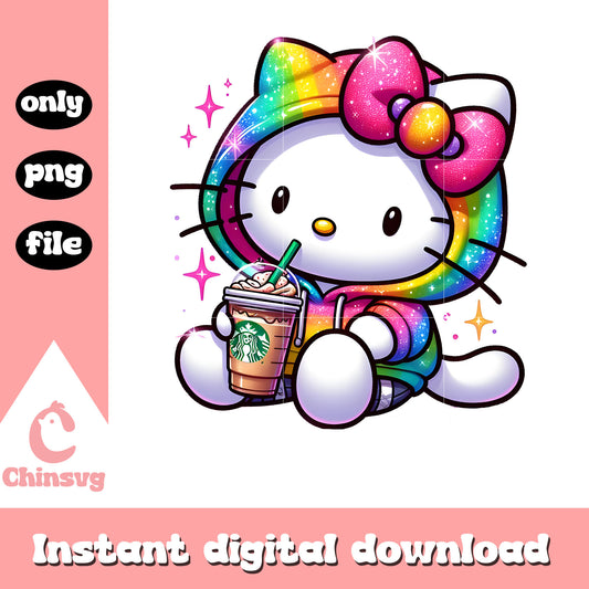 Cute hello kitty starbuck png, hello kitty png, coffee png