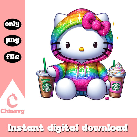 Cute hello kitty unicorn drink starbuck png, cartoon png