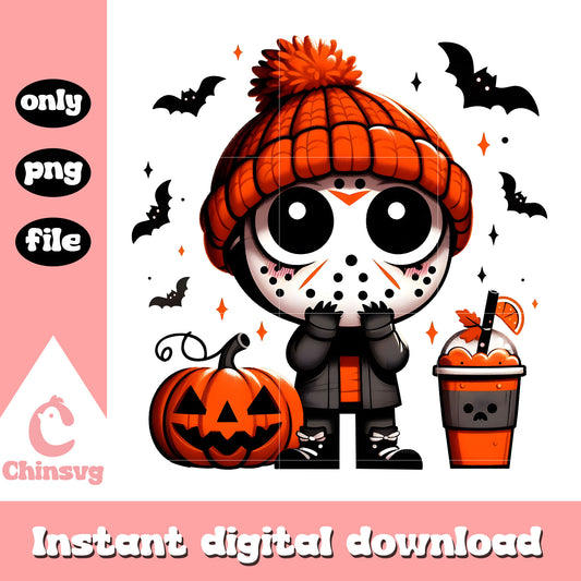 Cute jason pumpkin fall halloween png, Cute jason chibi pumpkin png
