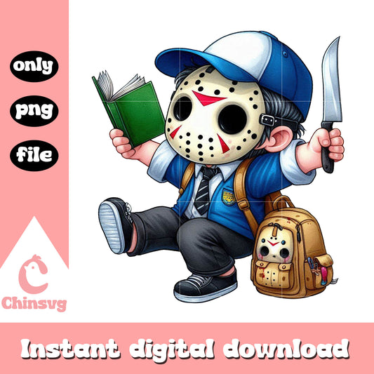 Cute jasoon voorhees back to school png, shop back to school deals png