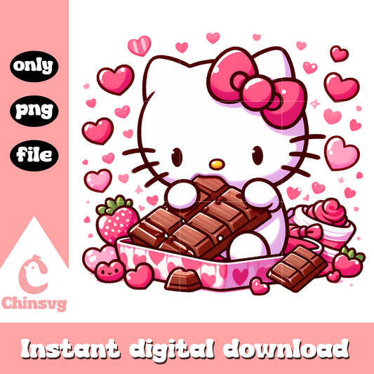 Cute kitty cat chocolate png, hello kitty png, valentine day png