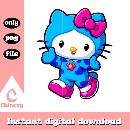 Cute kitty cat cosplay blue flower png, hello kitty png, costume png