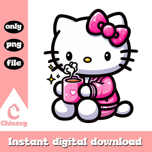 Cute kitty cat drink drink hot coffee png, when is valentines day png