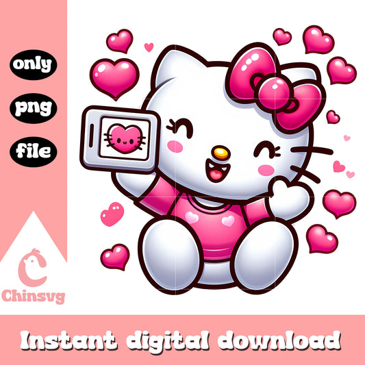 Cute kitty cat funny design png, hello kitty png, valentine png