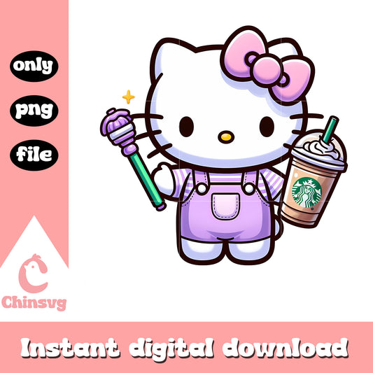 Cute kitty cat love starbucks png, hello kitty character png