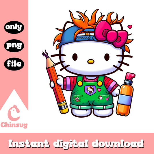 Cute kitty cat painter png, hello kitty png, costume png